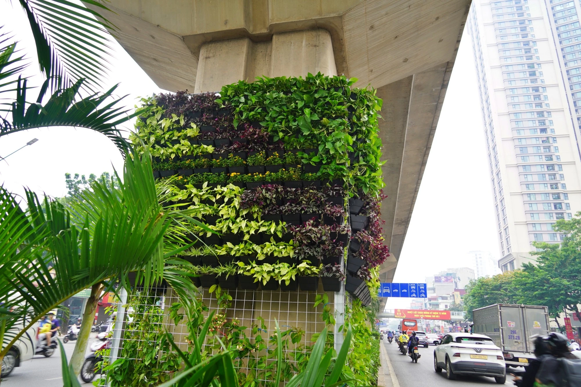 [GALLERY] Hà Nội thí điểm đưa cây xanh vào khoảng trống hạ tầng giao thông