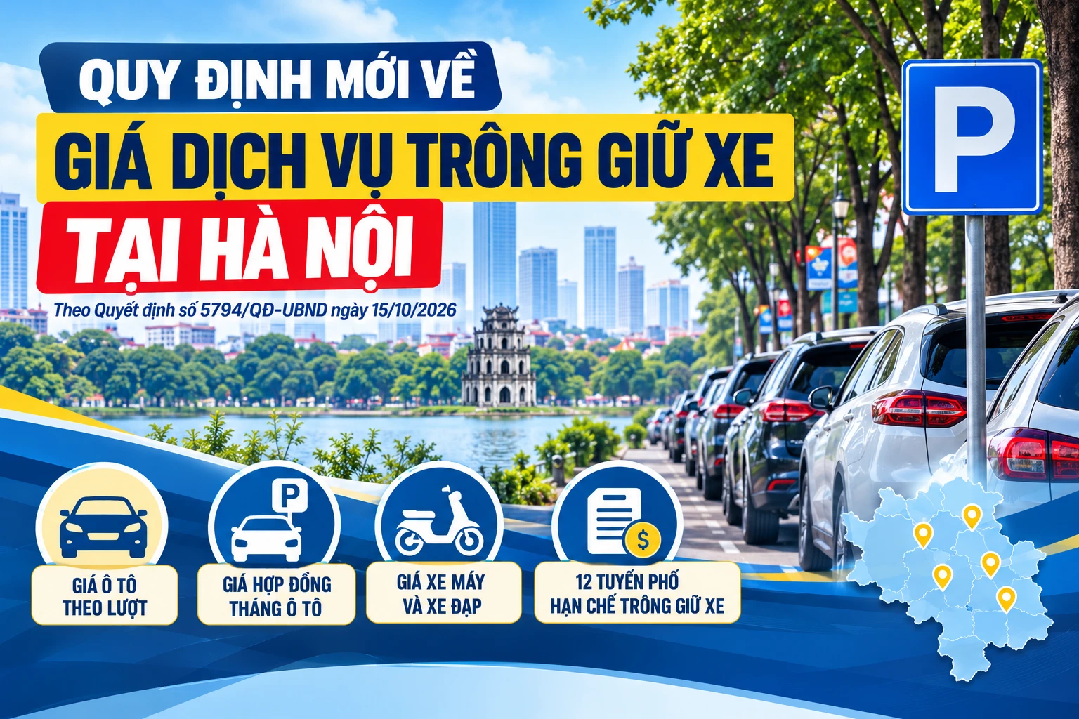 [INFOGRAPHIC] Giá trông giữ xe tại Hà Nội được quy định như thế nào?