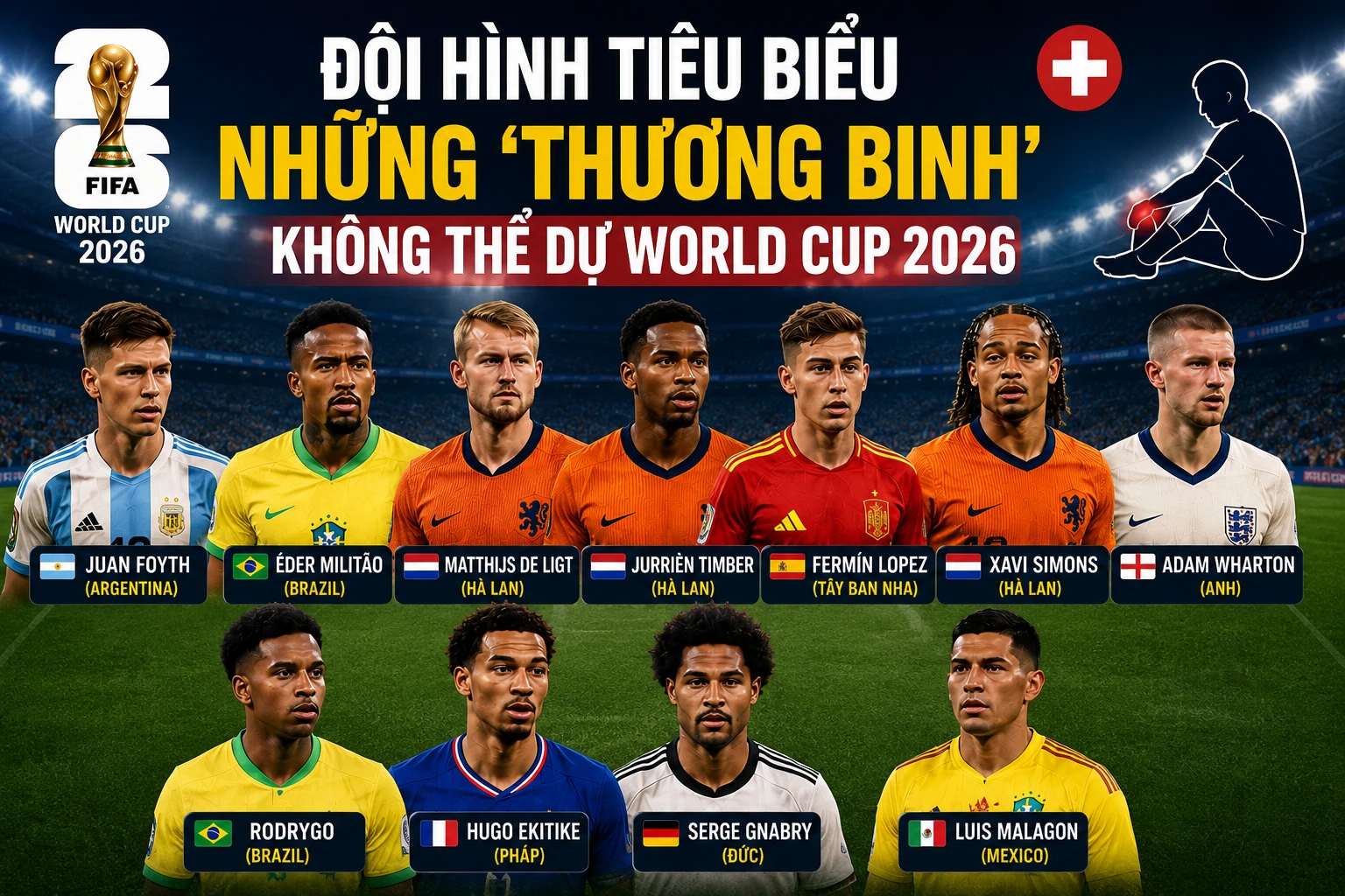 [INFOGRAPHIC] Đội hình những 'thương binh' không thể dự World Cup 2026