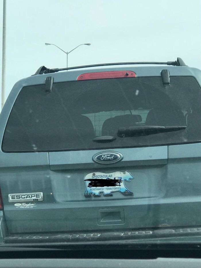 Ô tô từ vùng Lãnh thổ Tây Bắc của Canada có biển số hình gấu Bắc Cực.