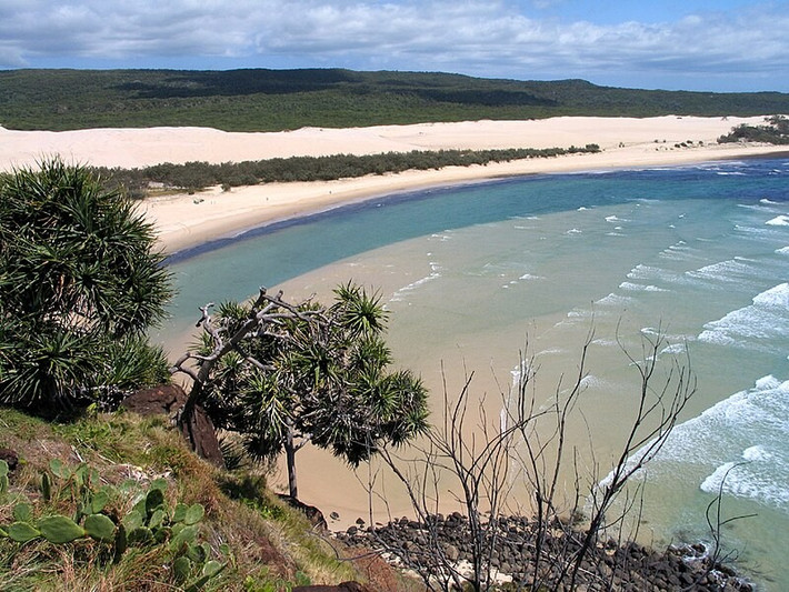 Đảo Fraser ở Australia là đảo cát lớn nhất thế giới. Bờ biển cát trắng mịn của Đảo Fraser là điểm nhấn cho bất kỳ chuyến đi nào đến Queensland. Vịnh Hervey là điểm khởi đầu cho hành trình khám phá hòn đảo. Ảnh: Wikipedia.