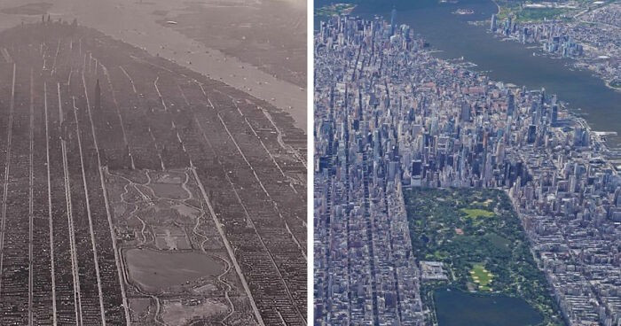 Manhattan (Mỹ) năm 1931 (trái) và 2018.