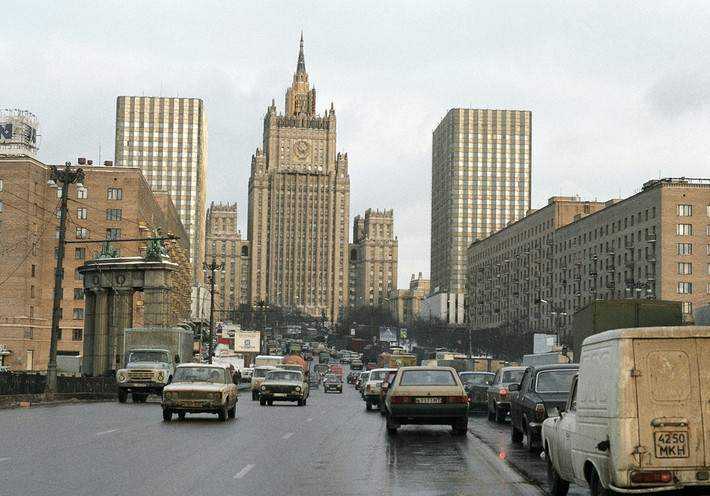 Đường phố Moscow trong bức ảnh được chụp hàng chục năm trước.