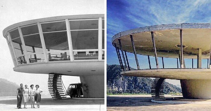 Nhà hàng ở Petrópolis, Brazil, những năm 1960 (trái) và đã bị bỏ hoang năm 2013 (phải).