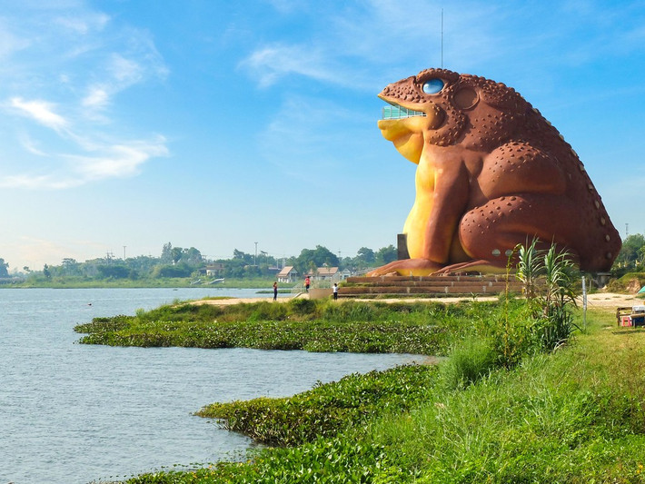 Tượng cóc khổng lồ ở Yasothon được xây dựng vào năm 2015 nhằm tôn vinh văn hóa dân gian địa phương. Ảnh: Shutterstock.