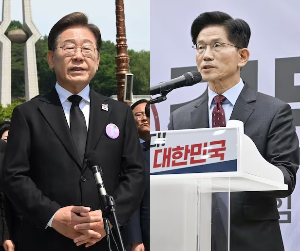 Trong cuộc thăm dò của Gallup Korea từ ngày 20 đến 22/5, ông Lee nhận được sự ủng hộ của khoảng 45% số người được hỏi, trong khi sự ủng hộ dành cho ông Kim Moon Soo là 36%. Ảnh: News1.