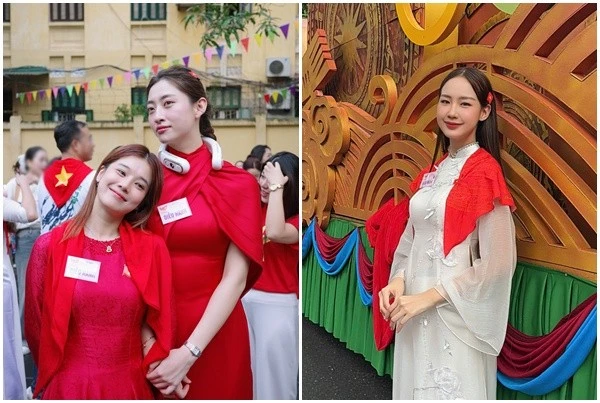 Hai hoa hậu cao nhất showbiz gây chú ý trong buổi tổng duyệt diễu binh A80