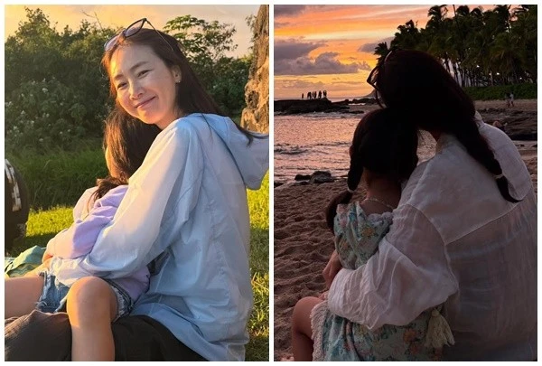 Choi Ji Woo "Bản tình ca mùa đông" khoe ảnh du lịch cùng con gái