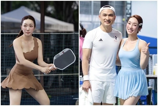 Vợ Chi Bảo nổi bật trên sân pickleball khi mặc gợi cảm