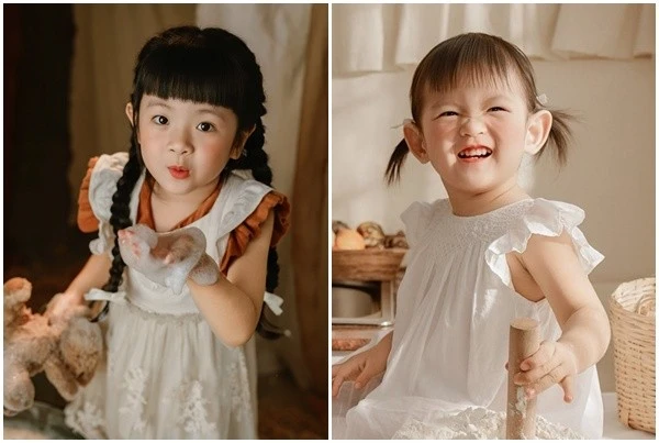 Hai con gái xinh như búp bê của Trương Mỹ Nhân