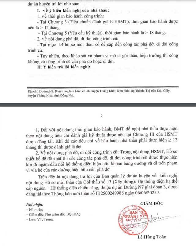 Một phần văn bản trả lời kiến nghị của chủ đầu tư. Nguồn MSC 4.png