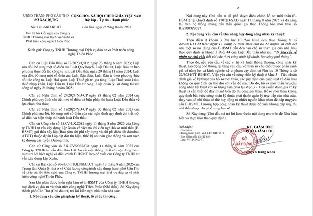 Công văn số 732/SXD-KCHT của Sở Xây dựng thành phố Cần Thơ. Nguồn MSC 11.jpg