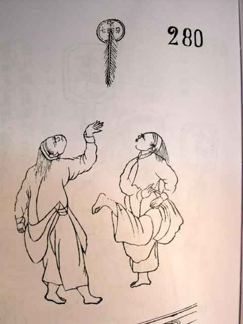 Đá cầu bằng đồng xu, tranh khắc gỗ của Henry Oger.