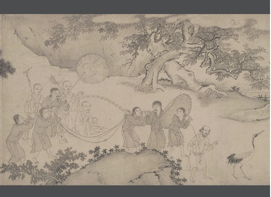 Vua Trần Nhân Tông qua bức thư họa Trúc Lâm đại sĩ xuất sơn chi đồ.