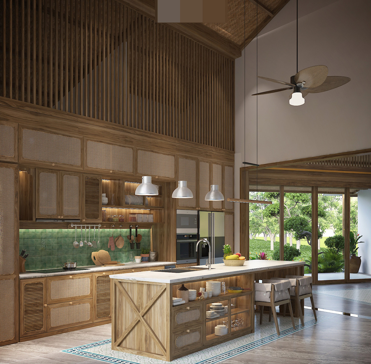 Khu vực bếp+ăn tràn ngập ánh sáng tự nhiên.