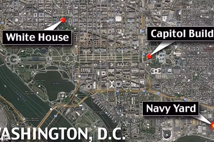 Công xưởng Hải quân tại Washington nằm cách trụ sở Quốc hội Mỹ khoảng 2 cây số.