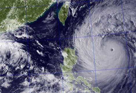 Ảnh vệ tinh của siêu bão Usagi.