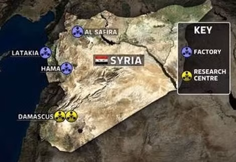 Các cơ sở tác nhân hoá học của Syria rải rác khắp đất nước.