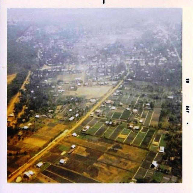 Toàn cảnh thị trấn An Lộc năm 1968 nhìn từ máy bay.