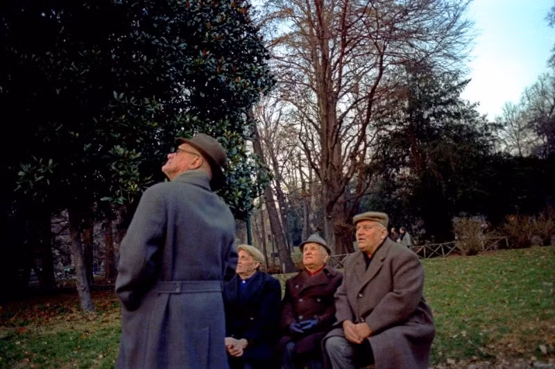 Các cụ ông ở công viên Giardini Pubblici, 1980.
