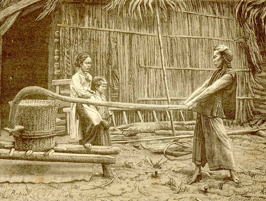 Xay lúa ở Gò Công.