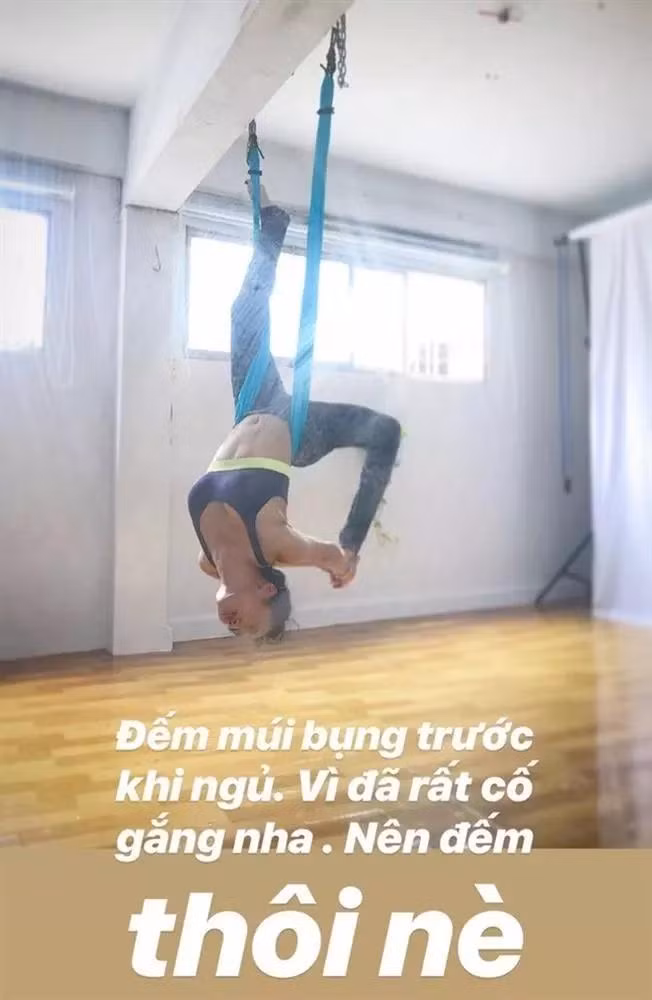 Bạn gái Anh Tú chinh phục những động tác yoga khó như uốn dẻo lưng, đu dây, trồng cây chuối…