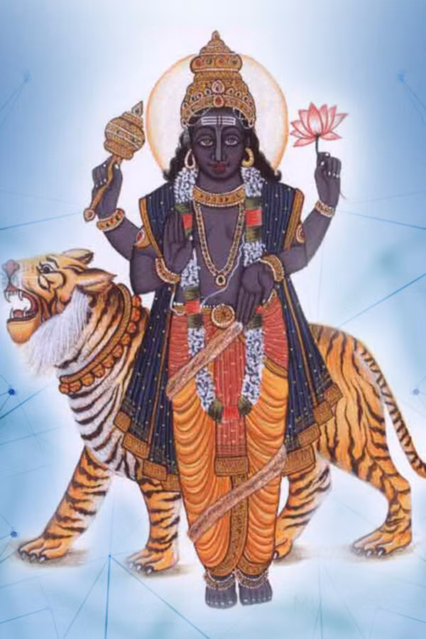 Ít ai biết rằng, hình tượng hổ phù có nguồn gốc từ nền văn minh Ấn Độ cổ đại. Theo những bản kinh tối cổ Puranas, hổ phù được nhắc đến trong câu chuyện về cuộc đấu tranh giành nước trường sinh giữa thần Vishnu và quỷ Rahu.