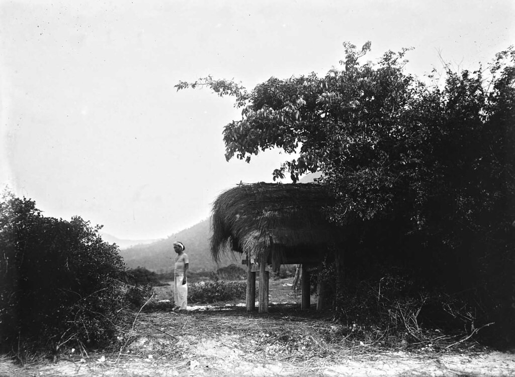 Bàn thờ thần Hổ trên bãi biển phía trước trạm Hòa Mã (Hòn Khói) ở đèo Cả, 1898.