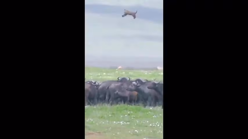 Video: Dai dot san trau rung, su tu bi hat vang len khong trung