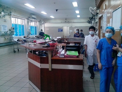 Hiện trường nơi xảy ra vụ hành hung bác sĩ tại Khoa cấp cứu, BV Bạch Mai.