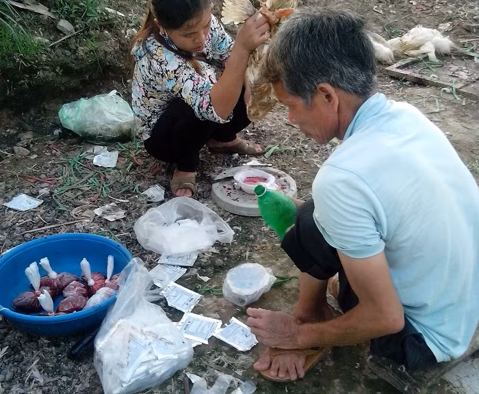 Với số lượng các gói bột như hình ảnh Kiến Thức đã ghi lại được, không biết có bao nhiêu người đã ăn phải loại tiết canh này.