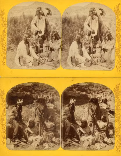 Các bộ tộc này thường làm nghề nông, trồng ngô, khoai, đậu hoặc săn bắn làm kế sinh nhai. Họ săn những con bò mộng để ăn thịt, lột da để làm quần áo chăn mền hay lều trại để ở. Người da đỏ tạo lửa (ảnh trên) và trang phục bằng lông vũ của người da đỏ (ảnh dưới).