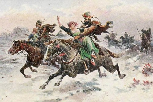  Cướp dâu: Tục lệ này có tên gọi “Kyz ala kachuu”, nghĩa là “bắt cóc cô dâu chạy trốn”. Chú rể cùng bạn bè, người thân bắt cóc cô gái mà anh ta muốn lấy làm vợ. Họ đưa cô gái về nhà nhốt lại cho tới khi cô gái quàng một chiếc khăn của phụ nữ có chồng để thể hiện sự đồng ý. Phong tục này vẫn diễn ra ở một số nước như Romani và Kyrgyzstan.