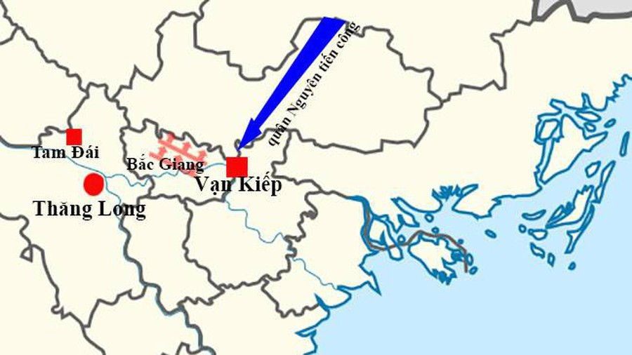  Vạn Kiếp - Lục Đầu (1285): Đây là trận đánh lớn đầu tiên giữa quân đội đôi bên trong cuộc kháng chiến chống Mông - Nguyên lần thứ 2 (1285). Sau một loạt trận đánh trước đó, Trần Hưng Đạo quyết định lui binh về Vạn Kiếp. Ngày 11/2/1285, quân Nguyên do Ô Mã Nhi chỉ huy theo hướng thủy, bộ tiến vào Vạn Kiếp. Quân ta chống giữ suốt 3 ngày liền, trước thế mạnh của địch, Hưng Đạo Vương buộc phải cho quân lui xuống thuyền. Cùng lúc, vua Trần tung 100.000 quân dự bị ở Thăng Long ra Lục Đầu để chặn địch vào Thăng Long. Sau những trận đánh ở đây, quân Trần tiếp tục lui binh, thực hiện rút lui chiến lược.