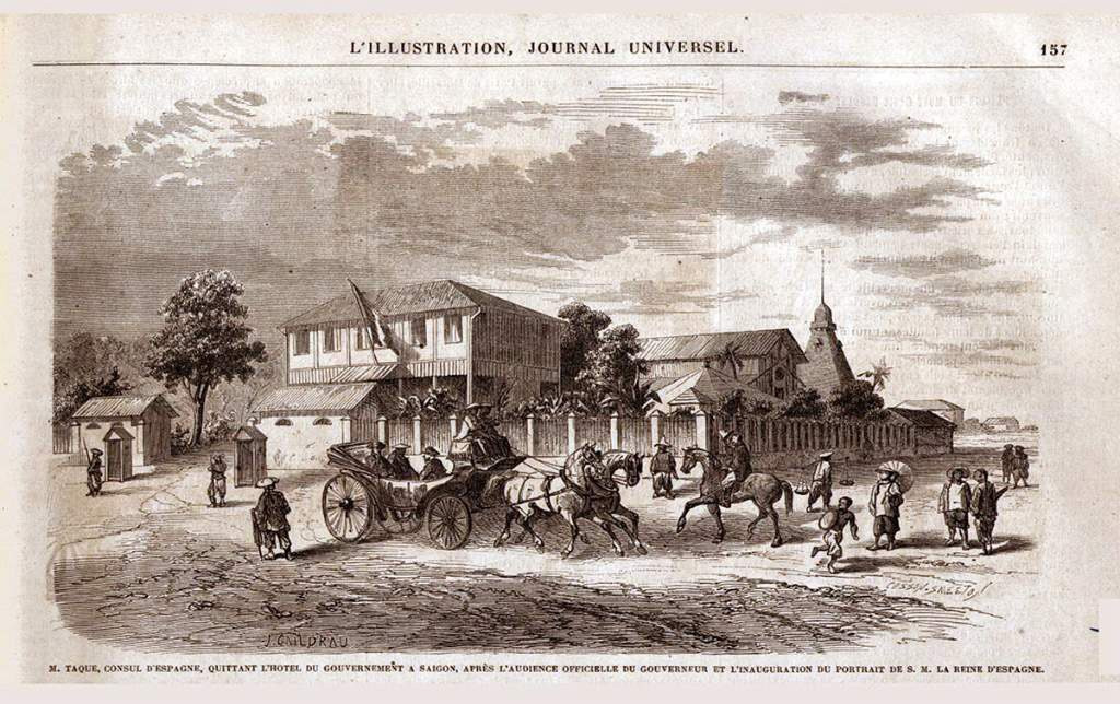 Sự cai trị của Pháp ở Nam Kỳ được tổ chức thành 2 giai đoạn. Giai đoạn Soái phủ Nam kỳ từ năm 1861 đến năm 1879, đứng đầu là đô đốc. Giai đoạn chính phủ dân sự từ năm 1879 trở đi, đứng đầu là thống đốc. Ảnh trên là tranh vẽ nơi ở và làm việc của Đô đốc Nam kỳ - Dinh Đô đốc từ năm 1862 - 1872.