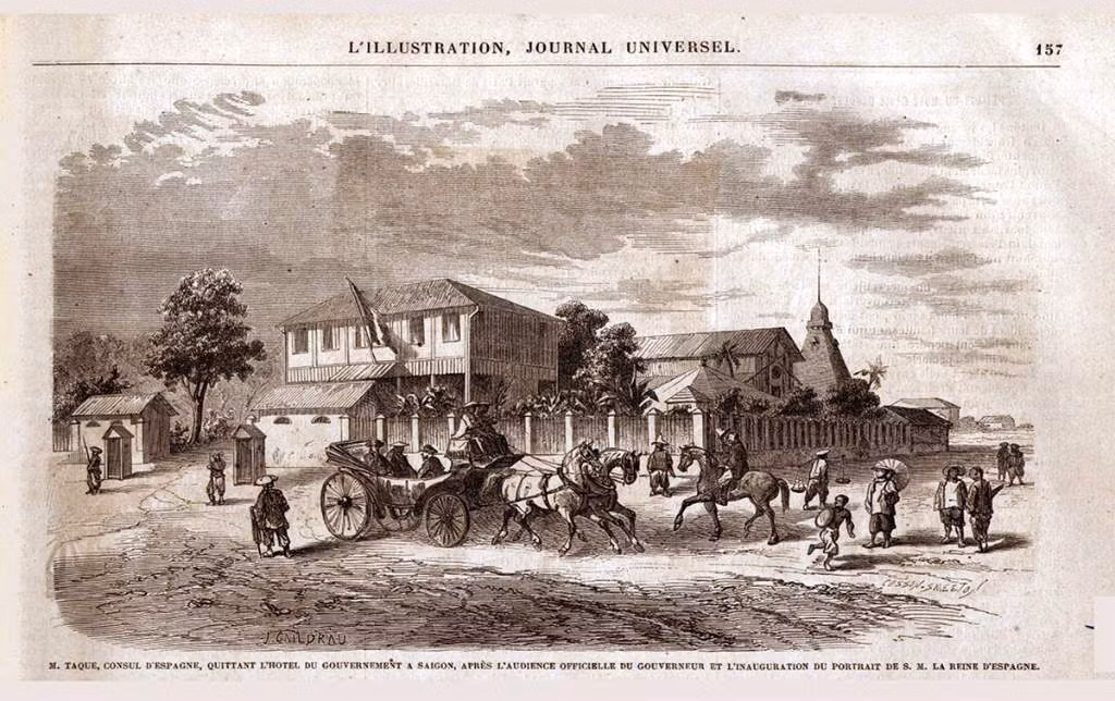 Sự cai trị của Pháp ở Nam Kỳ được tổ chức thành 2 giai đoạn. Giai đoạn Soái phủ Nam kỳ từ năm 1861 đến năm 1879, đứng đầu là đô đốc. Giai đoạn chính phủ dân sự từ năm 1879 trở đi, đứng đầu là thống đốc. Ảnh trên là tranh vẽ nơi ở và làm việc của Đô đốc Nam kỳ - Dinh Đô đốc từ năm 1862 - 1872.