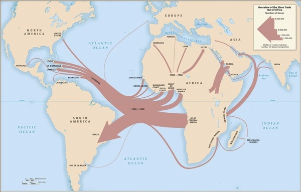 Nạn buôn bán nô lệ xuyên Đại Tây Dương bắt đầu từ thế kỷ 16, đạt đỉnh thế kỷ 17, rơi vào thoái trào và chấm dứt vào thế kỷ 19. Nó bùng phát do nhu cầu thiết lập và khẳng định sự hùng mạnh của các đế chế tại châu Âu trong thế giới mới. Những người châu Âu và châu Mỹ chủ yếu sử dụng các nô lệ Tây Phi để làm việc trong các đồn điền. Các nhà nghiên cứu đã đưa ra nhiều giả thuyết về số nô lệ tử vong trong thời kỳ này. Tuy nhiên, con số 15 triệu người phần nào phản ánh mức độ khốc liệt của nạn buôn người. Theo thống kê của họ, 4/10 nô lệ phục vụ trên tàu thiệt mạng vì chủ nô ngược đãi.