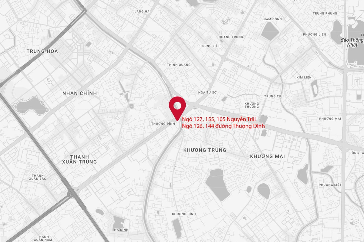 Khu vực các ngõ 105,127,155 Nguyễn Trãi và ngõ 126,144 Thượng Đình (quận Thanh Xuân, Hà Nội). Ảnh: Google Maps.