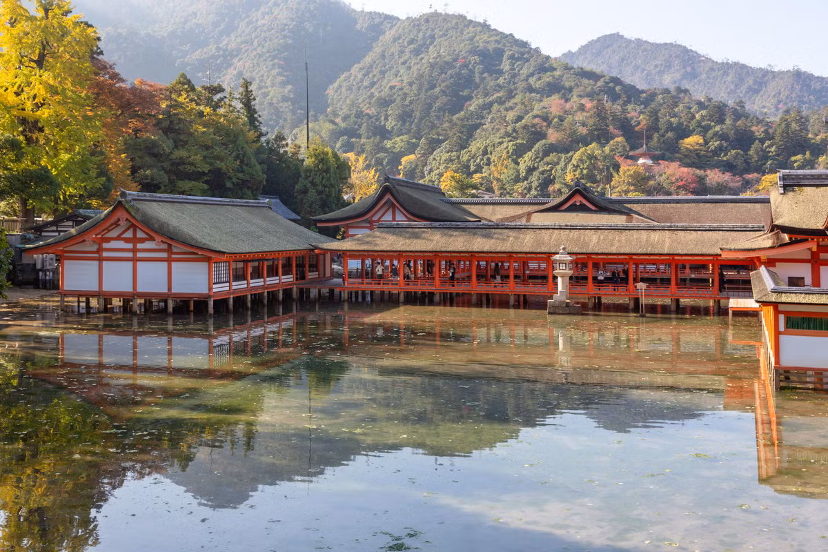 Bên cạnh chính điện, đền còn nhiều điện thờ nhỏ hơn và một sân khấu kịch noh, kết nối với nhau bằng hệ thống hành lang có mái che. Mỗi chi tiết trong kiến trúc của đền Itsukushima đều thể hiện sự tôn trọng đối với thiên nhiên và các quy luật của vũ trụ. Ảnh: Culture Trip.