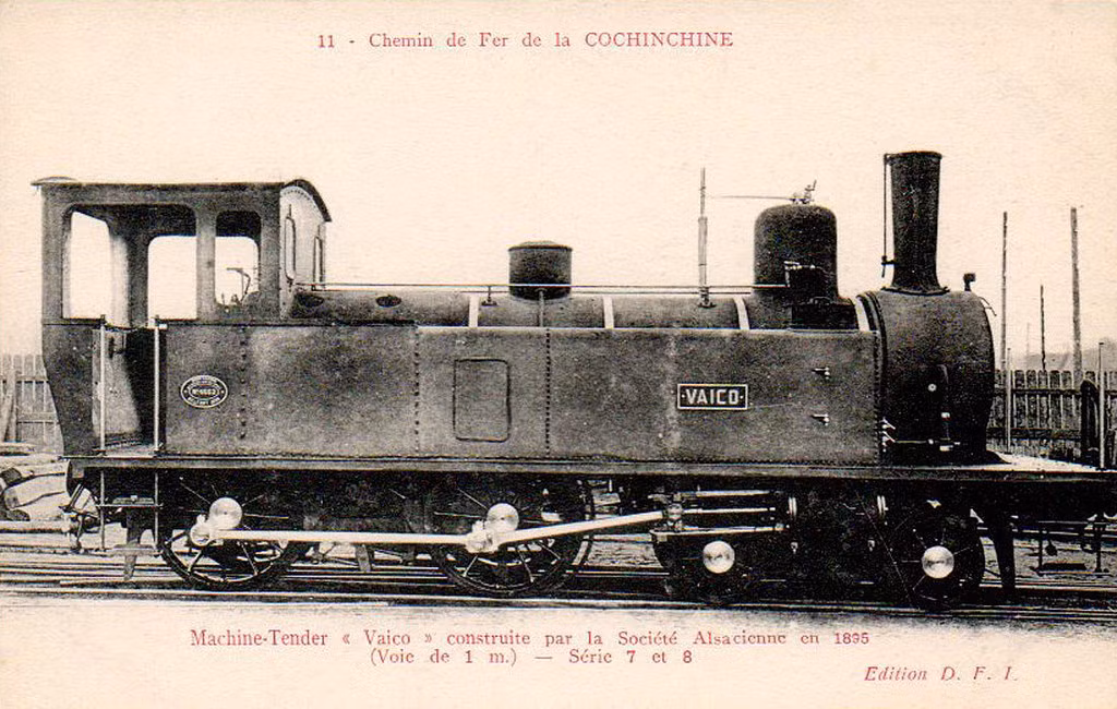 Đầu máy xe lửa Vaico (Vàm Cỏ) do CTy Alsacienne chế tạo năm 1895 (đường ray rộng 1 m), sử dụng trên đường sắt Sài Gòn - Mỹ Tho.