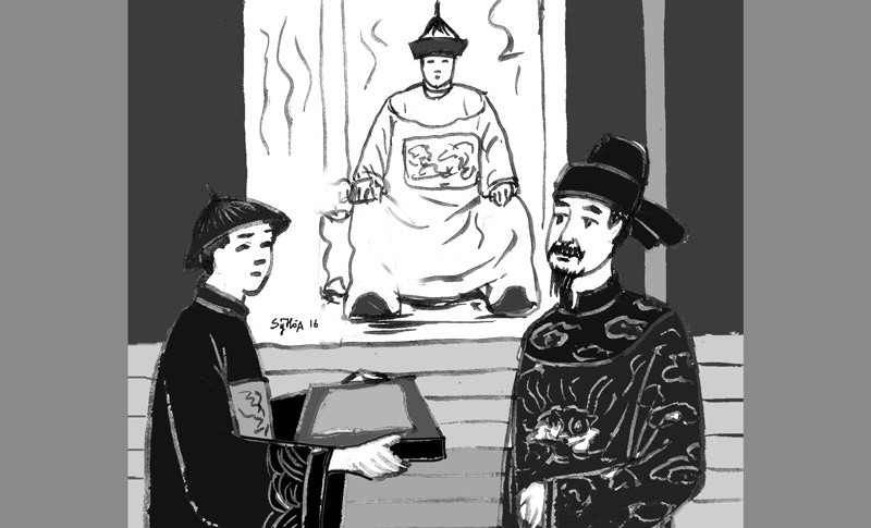 Vào năm 1761, ông được ban tam phẩm để tiếp sứ nhà Thanh. Sau chuyến đi sứ trở về, ông được thăng làm Hữu thị lang bộ Công, rồi Thượng thư bộ Công (Có tài liệu ghi bộ Lại) vào năm 1782. Khi đang ở đỉnh cao quyền lực, năm 1783 ông viết Từ Tham tụng Khải (Bài khải từ chối chức Tham tụng - Tể Tướng) để cáo lão về trí sĩ ở hẳn quê nhà khi thấy triều Lê – Trịnh ngày càng mục nát. Ảnh: Báo Bình Phước.