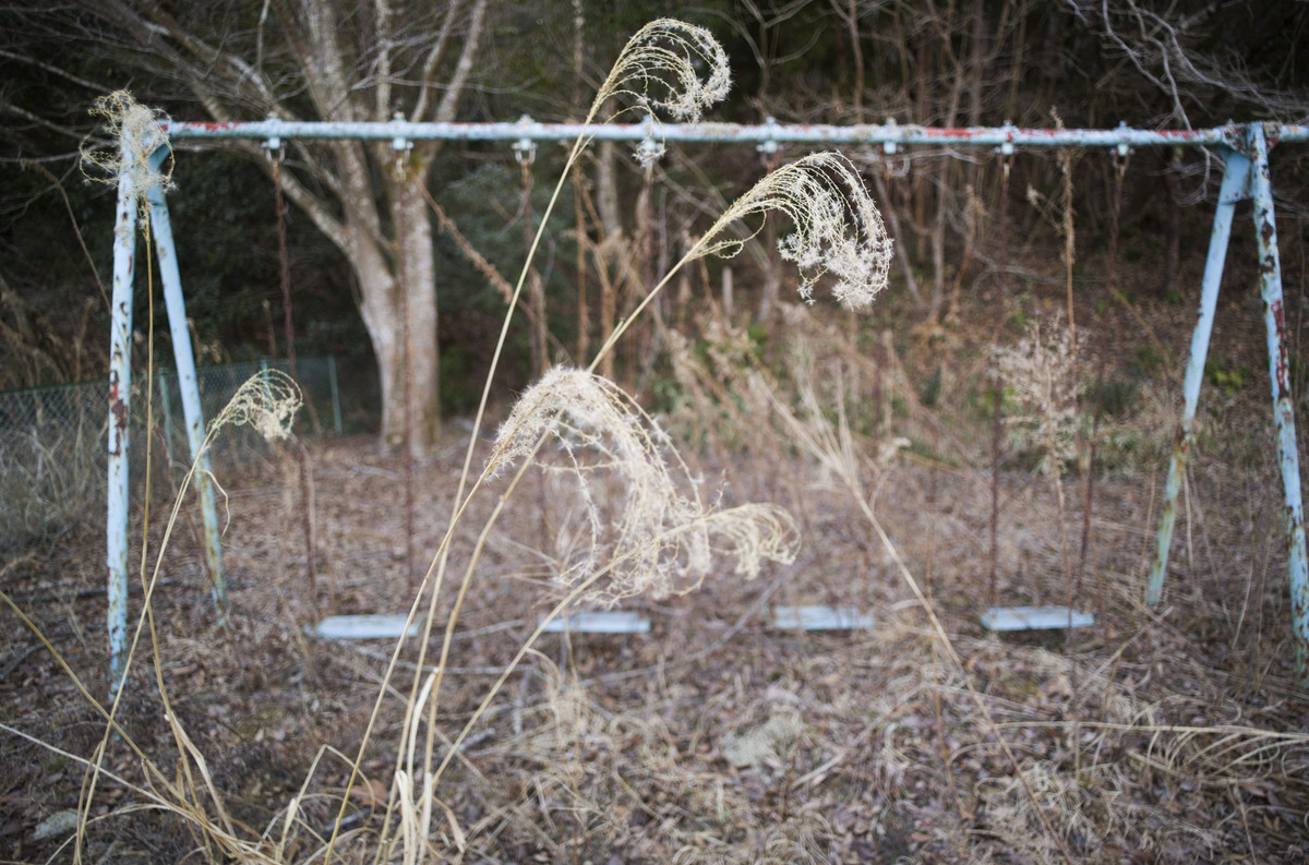 Bộ xích đu nằm giữa sân chơi phủ đầy cỏ dại trong khuôn viên một trường tiểu học ở thị trấn Futaba. Nơi đây ngừng hoạt động từ khi tất cả học sinh phải sơ tán vì lo sợ hạt nhân sau trận động đất năm 2011. Ngôi trường nằm trong danh sách được chỉ định là vùng đất cấm sau thảm họa hạt nhân. Tuy nhiên, một phần ở đây đã chấm dứt lệnh phong tỏa từ tháng 3/2020.