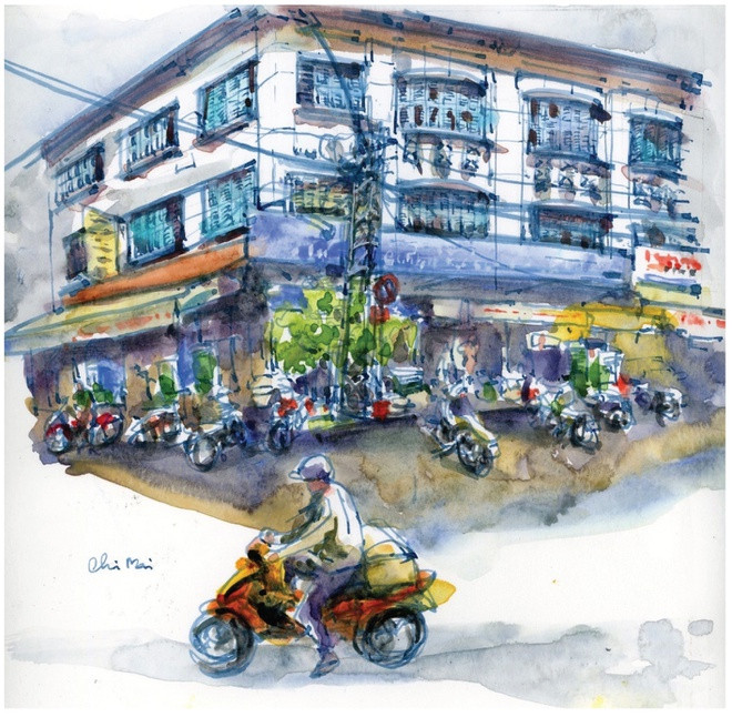 br/> Ký họa nhà kiến trúc Modernist, số 58-60-62 Trịnh Hoài Đức, góc đường Trịnh Hoài Đức và đường Phùng Hưng, quận 5. Theo Niên giám Đông Dương năm 1906, đầu thế kỷ 20, số nhà 58 là tiệm đồng hồ Quan Hoa Thanh (ông Trương Thọ), số nhà 60 là tiệm bán trà Thoại Hoa của ông Tang Tich và số 62 là tiệm điêu khắc gỗ Lâm Khang Ký của bà Trần Thị Trụ. Tòa nhà 58-60-62 hiện nay có lẽ được xây lại vào năm 1960.