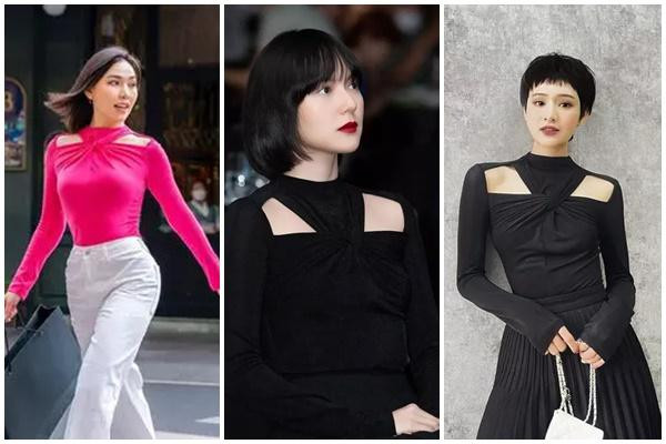 hiếc áo thị phi nhất tháng qua chính là thiết kế cut-out khoét vai gợi cảm mà Hiền Hồ, Hải Tú và Quỳnh Thư cùng mặc. Cả ba người đẹp đều vướng vào ồn ào "trà xanh" tiểu tam.