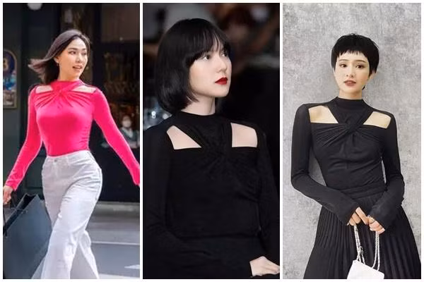 Chiếc áo thị phi nhất tháng qua chính là thiết kế cut-out khoét vai gợi cảm mà Hiền Hồ, Hải Tú và Quỳnh Thư cùng mặc. Cả ba người đẹp đều vướng vào ồn ào "trà xanh" tiểu tam.