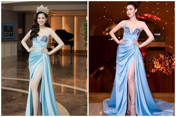 rong màn đụng hàng này, Hoa hậu Việt Nam 2020 Đỗ Thị Hà được đánh giá nhỉnh hơn đàn chị Ngân Khánh chút xíu nhờ cách chọn nội y khéo léo và váy áo phẳng phiu.