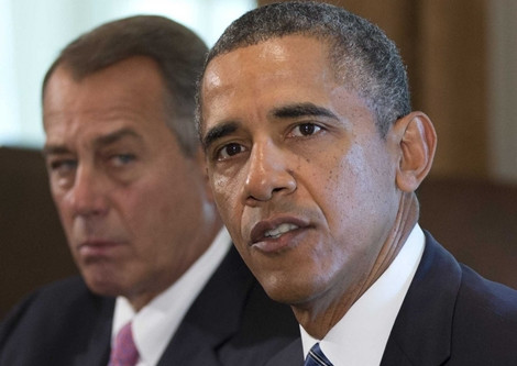 Chủ tịch Hạ viện Mỹ John Boehner và Tổng thống Barack Obama.