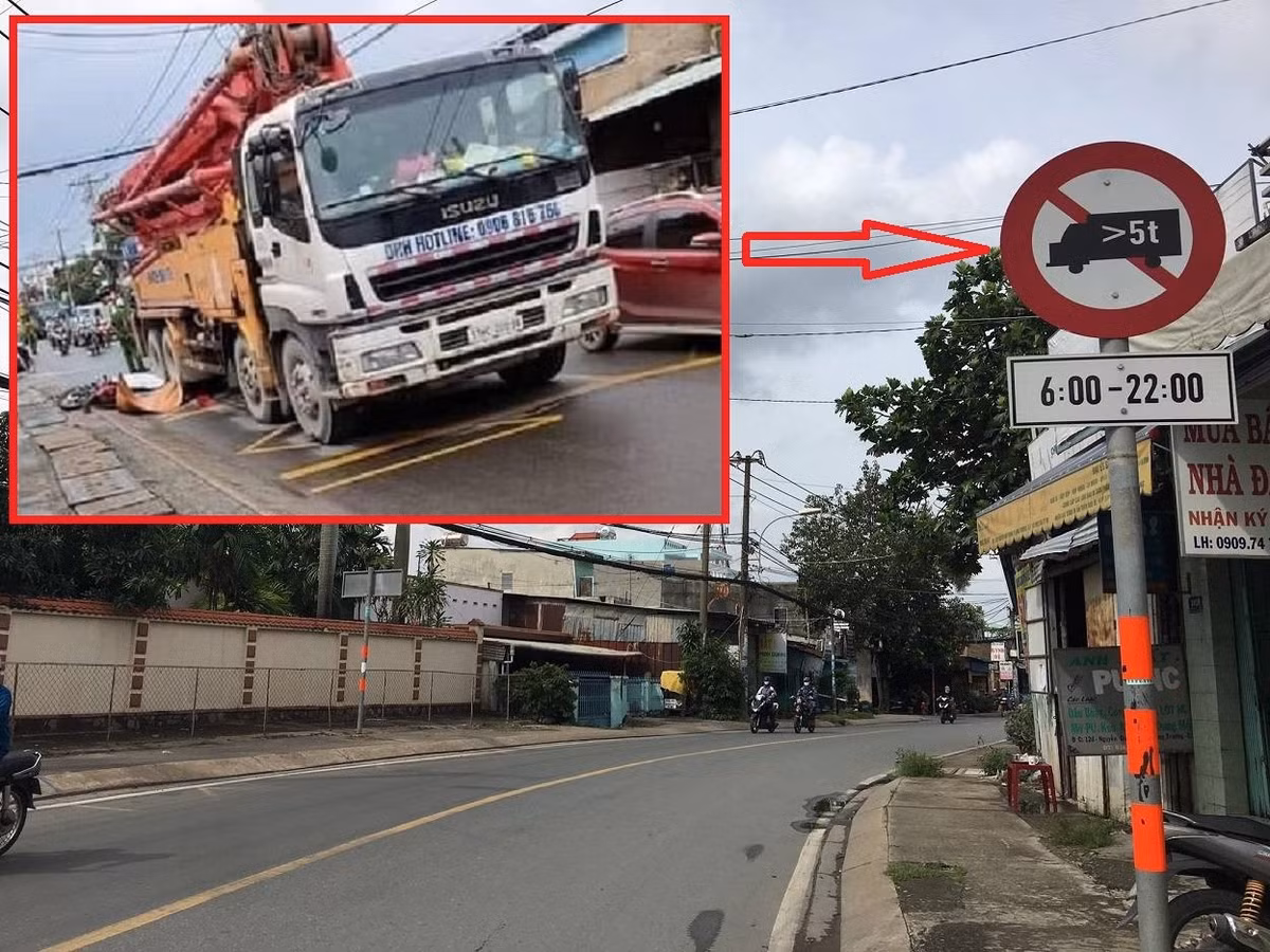 Xe bom be tong di vao duong cam can chet nguoi o TP Thu Duc