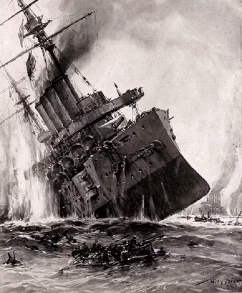 Nước tràn vào phòng động cơ khiến con tàu không thể tiếp tục di chuyển. Thuyền trưởng John Edmund Drummond tưởng rằng tàu của ông trúng phải thủy lôi nên yêu cầu hai tàu còn lại tiến gần tới để trợ giúp.