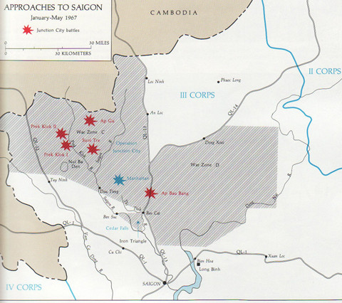 Bản đồ cuộc hành quân Juncition City. Ảnh: Wikipedia.